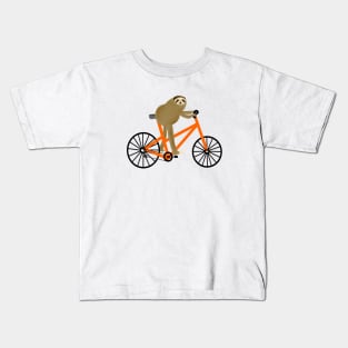 Sloth On A Orange Bicycle Kids T-Shirt